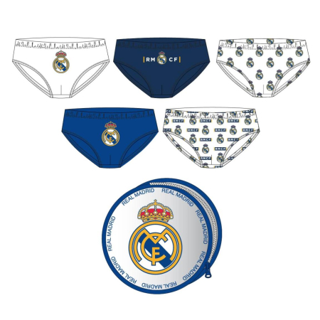 Lenjerie intima copii - Set 5 perechi chiloti din bumbac Real Madrid