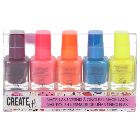 Frumusete, bijuterii si accesorii fetite - Set 5 sticlute oja neon pentru copii