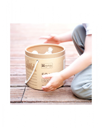 Jucarii din lemn - Set pentru construit, 50 piese lemn natur