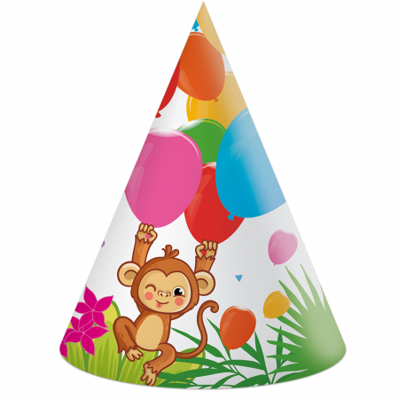 Home&Deco - Set 6 coifuri party Jungle Balloons, 16 cm