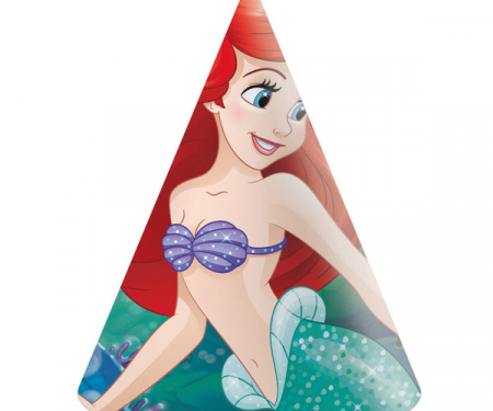 Home&Deco - Set 6 coifuri party, Printesele Disney Ariel Mica Sirena 16 cm