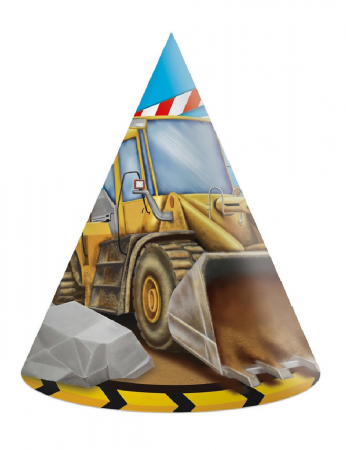 Accesorii petrecere - Set 6 coifuri party Utilaje Constructii, 16 cm