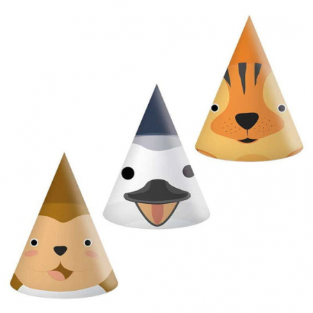 Home&Deco - Set 6 coifuri party Zoo, 16 cm