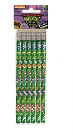 Rechizite si papetarie - Set 6 creioane HB cu radiera model Testoasele Ninja