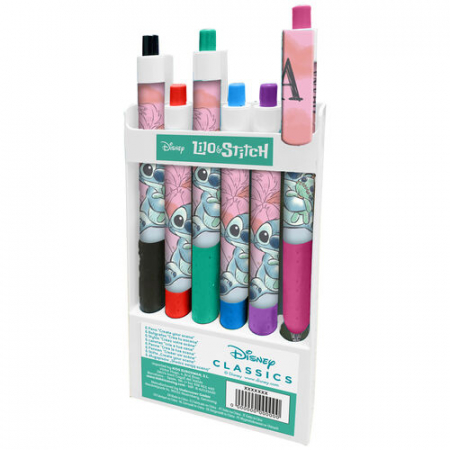 Totul pentru scoala - Set 6 Pixuri colorate Stitch Ohana