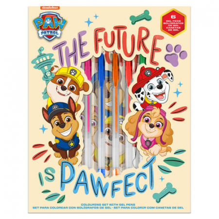 Set 6 Pixuri cu gel, 4 pagini de colorat si bloc notes Paw Patrol [1]
