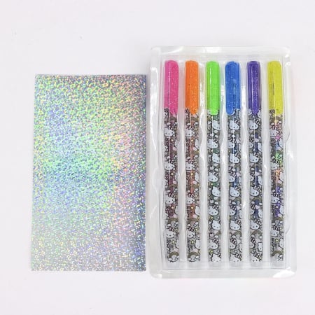 Totul pentru scoala - Set 6 pixuri cu gel cu penar Hello Kitty