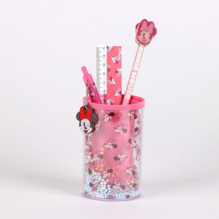Rechizite si papetarie - Set 5 rechizite Minnie Mouse Disney cu suport  24.5x14x7 cm