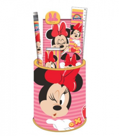 Totul pentru scoala - Set 7 rechizite Disney Minnie Wink, metalic, 24.5x14x7 cm