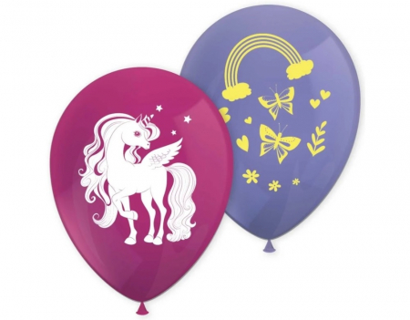 Accesorii petrecere - Set 8 baloane de petrecere Unicorn Rainbow Colors, 28 cm