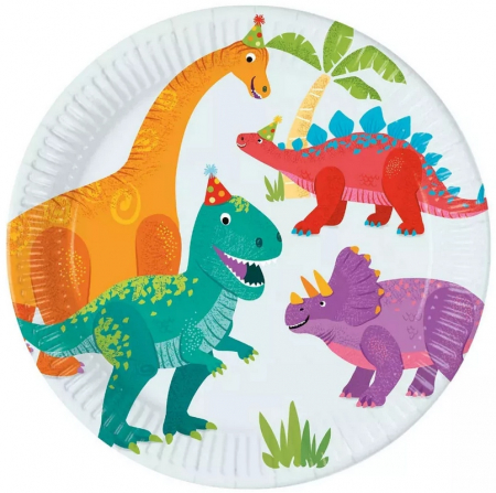 Vesela pentru petrecere - Set 8 farfurii Dino Party 23 cm