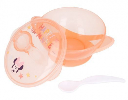 Accesorii hranire - Set bol si lingura pentru bebelusi, Minnie Mouse, antiderapant