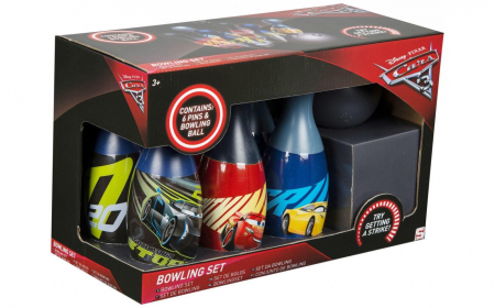 Joaca si timp liber - Set bowling plastic 6 popice Cars Neon