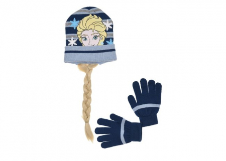 Imbracaminte si incaltaminte copii - Set caciula si manusi Frozen bleumarin 54 cm