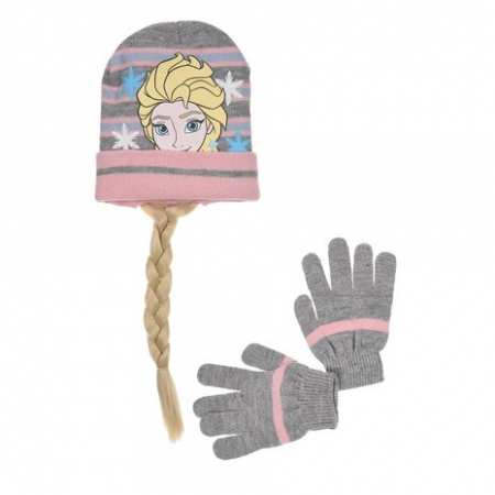 Sepci si caciuli copii - Set caciula si manusi Frozen gri 54 cm