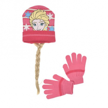 Imbracaminte si incaltaminte copii - Set caciula si manusi Frozen roz