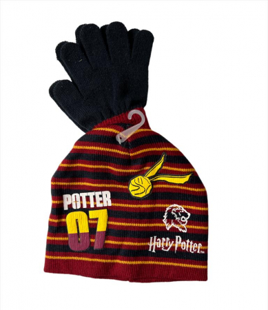 Sepci si caciuli copii - Set Caciula si manusi Harry Potter visiniu