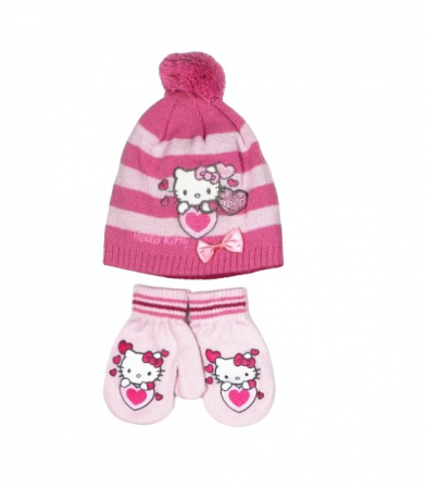 Sepci si caciuli copii - Set Caciula si manusi Hello Kitty bebe