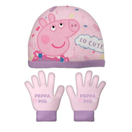 Sepci si caciuli copii - Set caciula si manusi Peppa Pig 48-51
