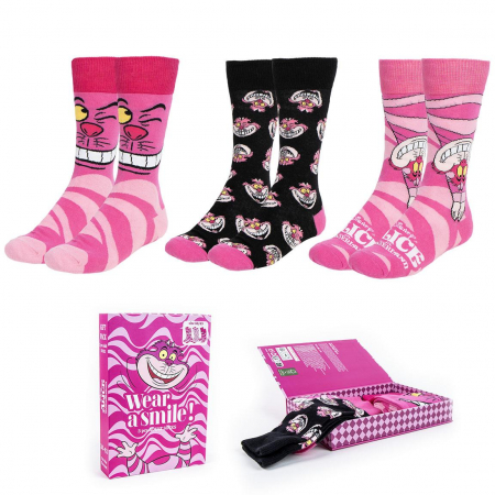 Imbracaminte si incaltaminte copii - Set cadou 3 perechi sosete lungi Alice in Wonderland