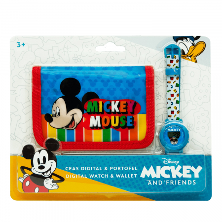 Cadouri si accesorii diverse - Set ceas si portofel Mickey Mouse Rainbow