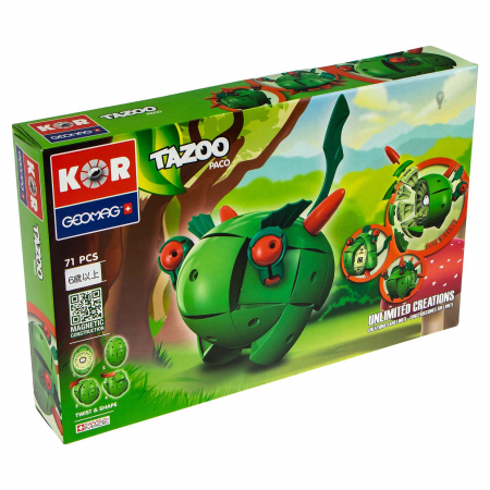 Jocuri si jucarii - Set Constructie Magnetic Kor Tazoo Paco, 71 piese