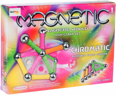 Educative - Set constructie cu piese magnetice, 84 piese Pink