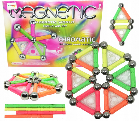 Set constructie cu piese magnetice, 84 piese Pink [1]