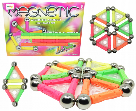 Set constructie cu piese magnetice, 84 piese Pink [2]