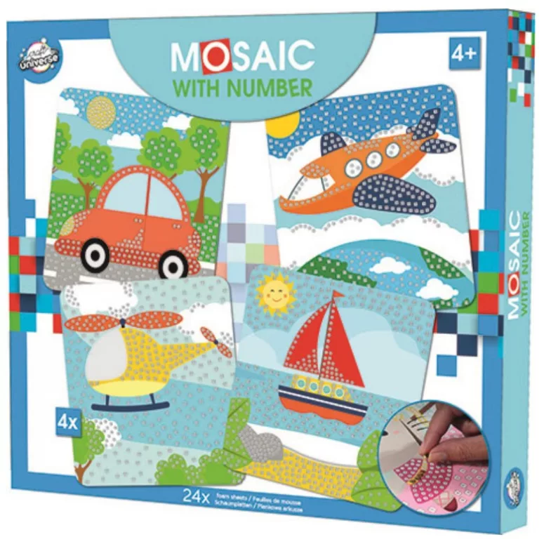 Jocuri si jucarii - Set creativ mozaic cu autocolante din spuma,Mijloace de transport