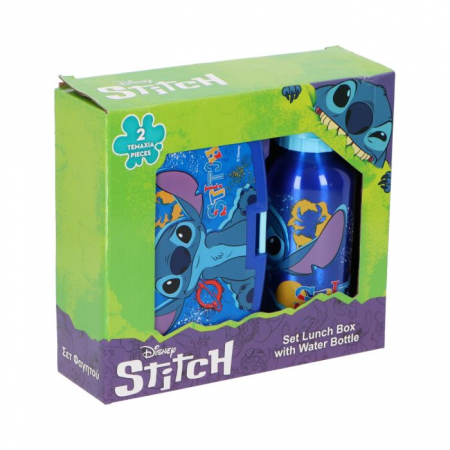 Cutii alimentare - Set cutie sandwich cu sticla apa din aluminiu 400 ml Lilo si Stitch