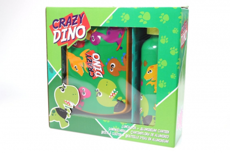 Set cutie sandwich si sticla apa din aluminiu 400ml Crazy Dino [2]
