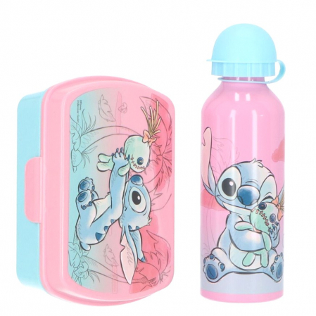 Accesorii hranire - Set cutie sandwich si sticla apa din aluminiu 500 ml Lilo & Stitch