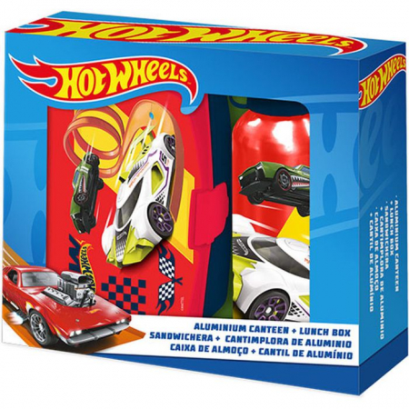 Articole hranire bebelusi - Set cutie sandwich si sticla apa din aluminiu 500ml Hot Wheels