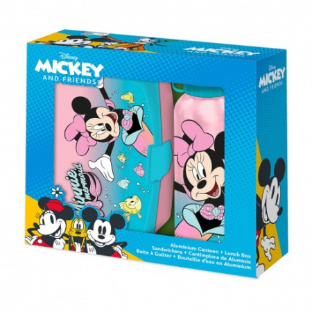 Accesorii hranire - Set cutie sandwich si sticla apa din aluminiu 500ml Minnie Mouse Mermaid
