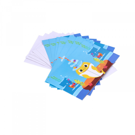 Accesorii petrecere - Set de 8 invitatii, Baby Shark, 12.5 x 8.6 cm