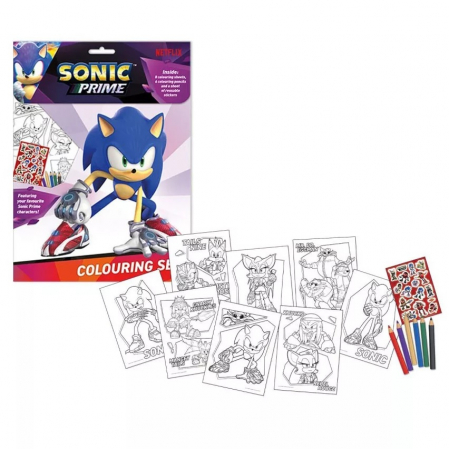 Joaca si timp liber - Set de colorat cu stikere Sonic