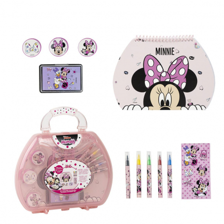 Joaca si timp liber - Set de colorat, Minnie, servieta, 30 file, 10 piese
