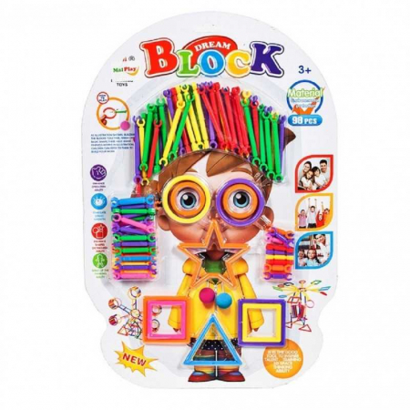 Jucarii interactive copii - Set de constructie MalPlay Piese colorate pentru construit Block 98 piese