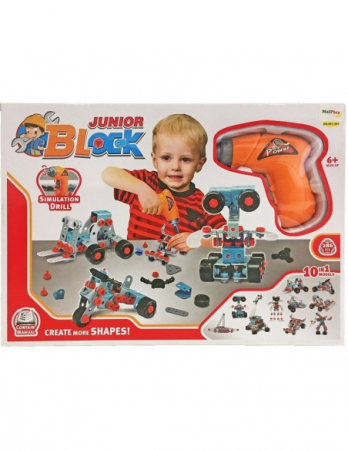 Set de constructii Junior Block 280 piese si bormasina cu baterii [0]
