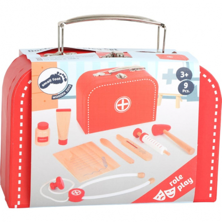 Joaca si timp liber - Set de doctor din lemn, 9 accesorii
