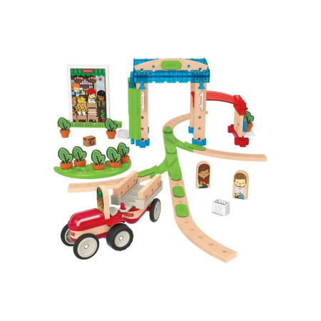 Joaca si timp liber - Set de joaca din lemn Fisher Price Wonder Makers ΓÇô Construieste in jurul orasului 75 piese