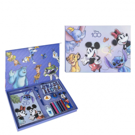 Seturi pictura si desen - Set de papetarie pentru copii Disney 100, 37,5x25x3 cm
