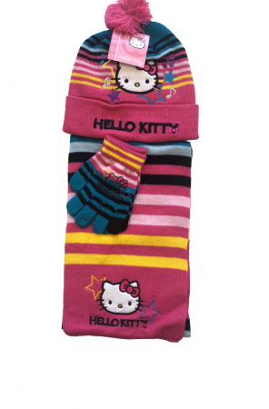 Sepci si caciuli copii - Set iarna caciula manusi fular Hello Kitty