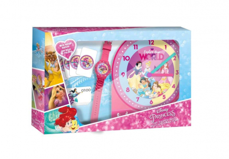 Jucarii educative - Set invata timpul Ceas perete Princess si ceas mana