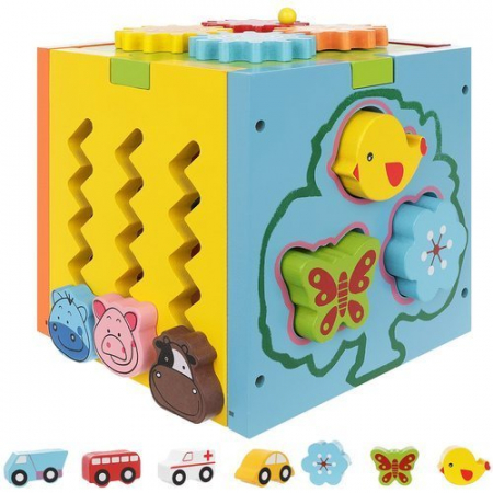 Jucarii educative - Set Joc Cub Educational Multifunctional 5-in-1,15x15x15 cm