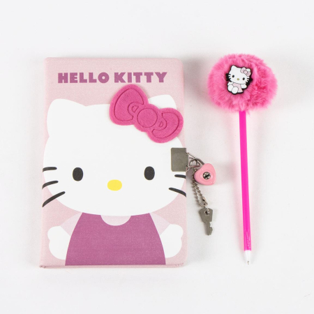 Totul pentru scoala - Set jurnal cu cheita plus pix, Hello Kitty