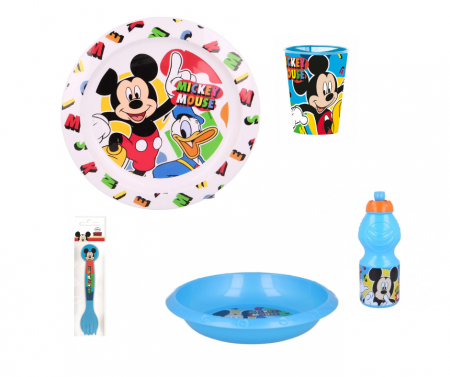 Accesorii hranire - Set masa pentru copii, 5 piese, Mickey Mouse