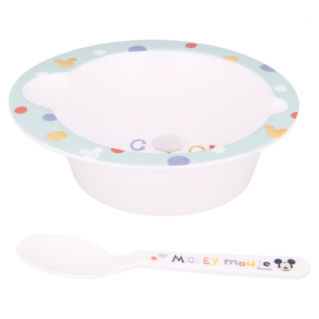 Set mic dejun 2 piese, castron si lingurita, Mickey Mouse Baby [1]