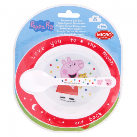 Accesorii hranire - Set mic dejun 2 piese, castron si lingurita, Peppa Pig Baby